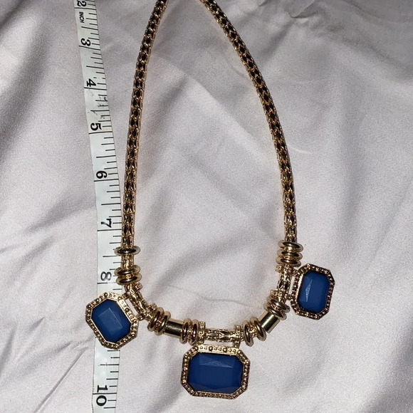 Blue gold  tone pendant statement necklace - Picture 6 of 7